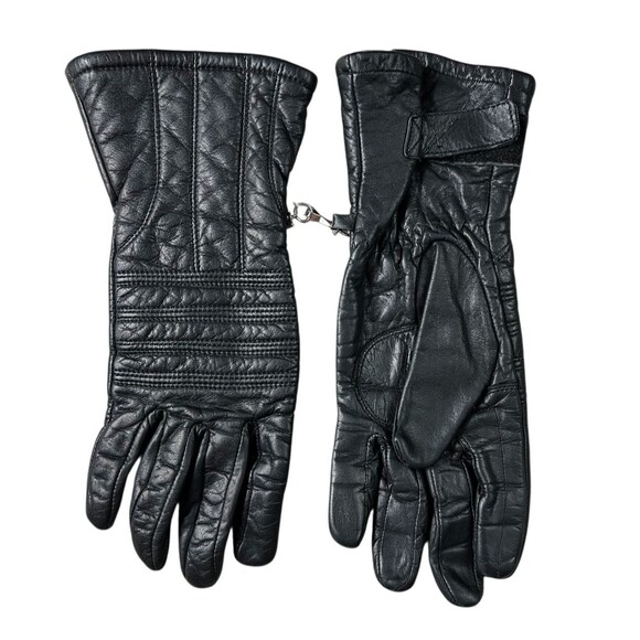 Hatch Vintage Women's Soft Cowhide Leather Gloves  Size M  Black Adj Cuff - Picture 1 of 7